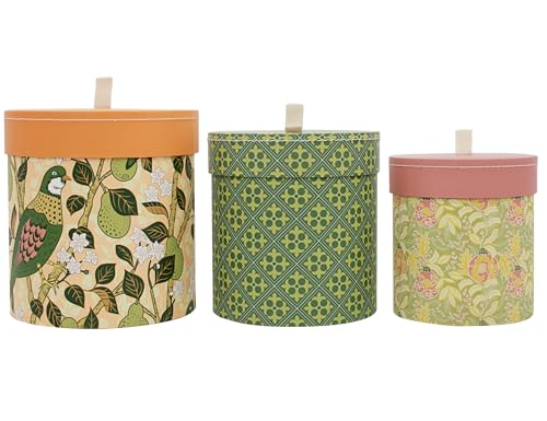 3-Piece Decorative Storage Boxes with Lids, wool storage, toy bin, Cardboard Keepsake Box Set, Vintage Floral and Geometric Patterns, Green, Orange, Yellow, Home Decor, Table Decor - color: Vintage Botanical