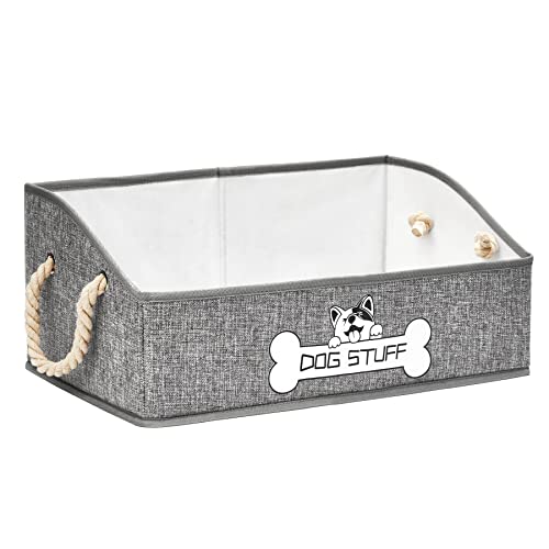 Collapsible Fabric Dog Toy Box and Storage Bin With Handle - Trapezoid Basket Chest Organizer for Pet Toys, Blankets and Accessories,Light Grey - color: Light Grey
