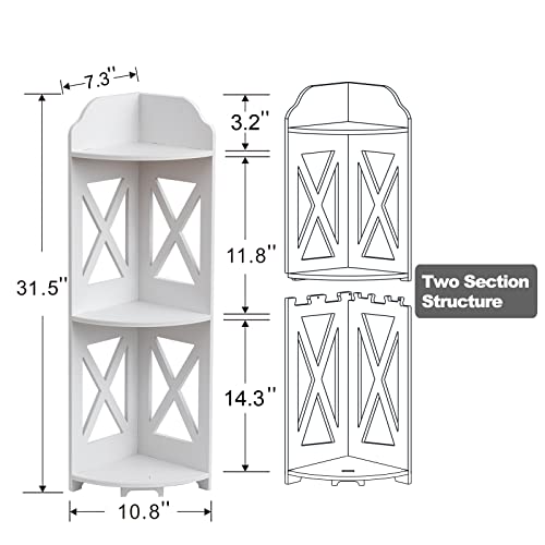 J JINXIAMU Corner Shelf Stand, Storage Organizer Great for Bathroom, Corner Shelf Perfect for Small Space,Waterproof Stand Also Use for Toilet Paper Stand,White - color: White