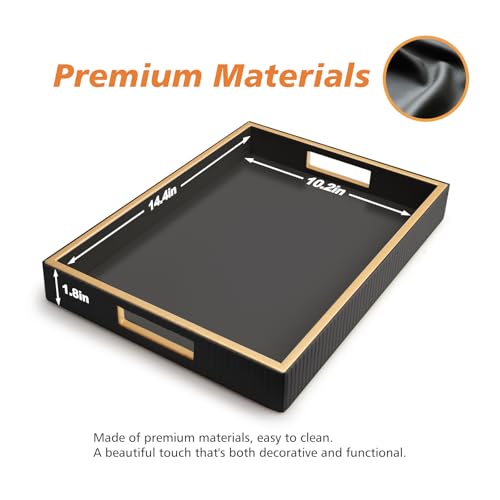 SANZIE Leather Tray Desktop Storage Organizer Premium Serving Tray Decorative Tray Valet Tray for Sundries Cosmetics Phone Wallet Cutlery (Black Holder) - color: Black Holder