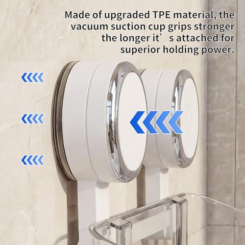 Shower Caddy Suction Cup, Removable Bathroom Organizer Shelf for Shower Storage, No Drilling Clear Square Shower Shelves, Large Capacity & Reusable, 1 pack - color: White2