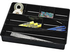 Rubbermaid Extra Deep Desk Drawer Director Tray, Plastic, 11.875 x 15 x 2.5 Inches, Black - size: 7 Section