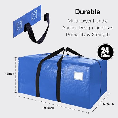 VELVETSURE Heavy Duty Extra Large Moving Bags W/Backpack Straps - Strong Handles & Zippers, Storage Totes For Space Saving, Fold Flat, Alternative to Box and Bin (Set of 6, Multicolor) - color: Multicolor, size: 24 Gal - 6 Pack