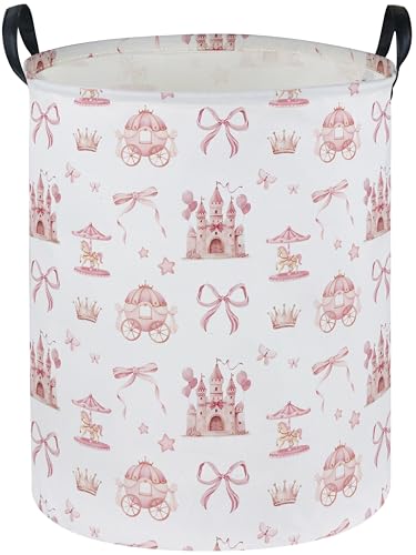 Essme Kids Laundry Basket,Castle Hamper Waterproof Storage Bin for Girls, Pink Hamper,Gift Baskets(Castle) - color: Castle
