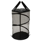 2PCS Large Collapsible Round Popup Laundry Hamper with Lid,Foldable Mesh Hamper with Reinforced Handles and Solid Bottom,White and Black Laundry Basket