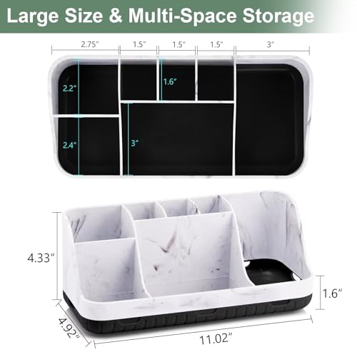 GFWARE Marble Bathroom Countertop Organizer - Detachable 7 Slots Kids Electric Toothbrush and Toothpaste Holde Drainage for Bathroom Accessories Organization Counter Vanity Storage, Black - color: Marble Black