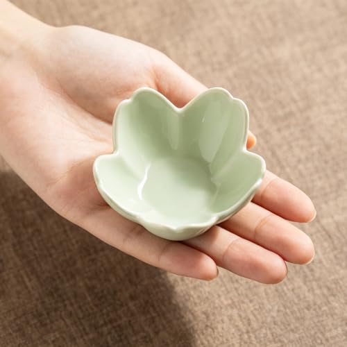Floral Ceramic Jewelry Tray - 3.5" Elegant Ring Holder Dish & Trinket Bowl for Vanity Dresser Decor (green) - color: green