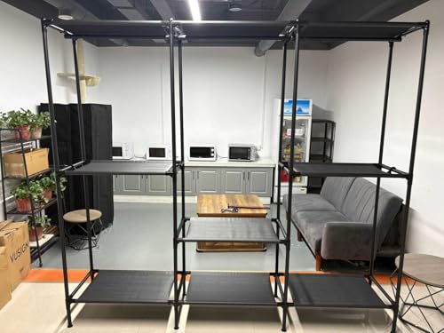SONGMICS Clothes Rack, Portable Closet, Heavy-Duty Wardrobe Closet Organizer with Hanging Rails and Shelves, 79.9 Inches Tall, Total Load 297 lb, Easy Assembly, for Bedroom, Ink Black URDR212BZ01 - size: 89.8" L x 17.7"W x 79.9"H