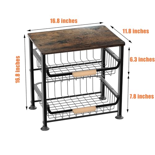 NiuYichee 3-layer Kitchen Fruit Storage Basket Snack Rack, Countertop & Desktop Pull-out Metal Basket with Handle, Organizers - color: Black 3-layer Rack