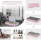Onlyeasy Large Under Bed Shoe Organizer Container Box, Set of 2, Fit 16 to 32 Pairs of shoes, Underbed Shoes Closet Storage Solution, L37.7x W23.6x H5.9 inch, Cotton-like Pink, MXPUBS16P2 - color: 2 Shoes (16+16 Cells) Cotton-like Pink