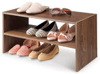 Whitmor Wood Stackable 2-Shelf Shoe Rack, Walnut, 24 inches - color: Walnut, size: 24 INCH