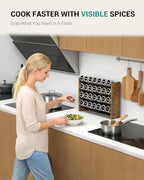 NESAPTO Spice Rack Organizer for Cabinet, Wooden 4 Tier Vertical Seasoning Organizers for Kitchen Pantry, Countertop/Wall Mount, Holds 28 Spice Jars (No Jars Included), 14" W × 9.4" H - size: Holds 28 Jars, 14"W × 9.4"H