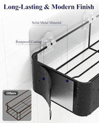 Kitsure Shower Caddy Adhesive - 6-Pack, No-Drilling Shower Shelves with Soap Holder, Toothbrush Holde, 6 Hooks, Rustproof & Stylish Bathroom Organizers and Storage Solution, Black, Large - color: Black
