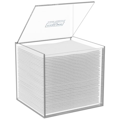CLEAN SKIN CLUB Clear Acrylic Box for Clean Towels XL (NOT Included), Container For 50 Disposable Clean Towels XL, Face Towelettes Bathroom Counter Storage, Bin for Cleansing Facial Dry Wipes - color: Clear