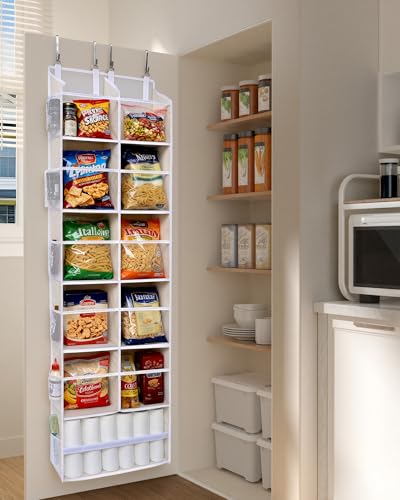 ULG Over the Door Organizer, 6-Tier Hanging Storage with Clear Windows, 19 Pockets for Closet,Bathroom & Nursery Door Organizer - color: Beige, size: 1 Pack-Extra Large 6 Tier