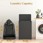 Foluck 60L 2-in-1 Laundry Hamper with Laundry Backpack, Waterproof Basket with Lid, Laundry Bag with Shoulder Straps and Mesh Pocket, Hamper for College Dorm, Travel, Apartment, Laundromat