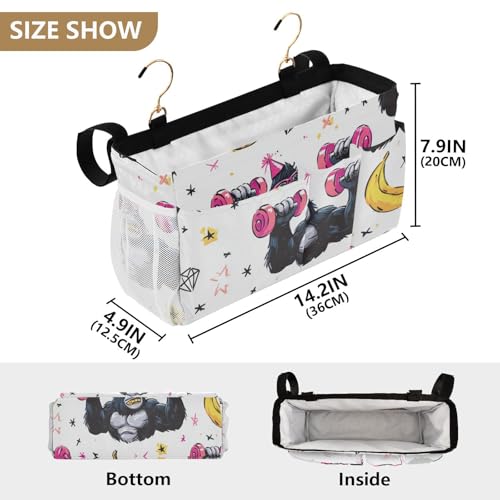 Bedside Caddy Metal Frame Hanging Organizer Bunk Bed Dorm Accessories Hook And Loop Storage Bag Large Pockets Gorilla Lifting Dumbbells White - color: Gorilla Lifting Dumbbells White