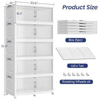 250Gal Extra Large Stackable Storage Bins with Lid, 1000QT Foldable Collapsible Storage Box with Doors and Wheels, Plastic Closet Organizers Container Drawer for Bedroom Dorm Kitchen, 5Pack