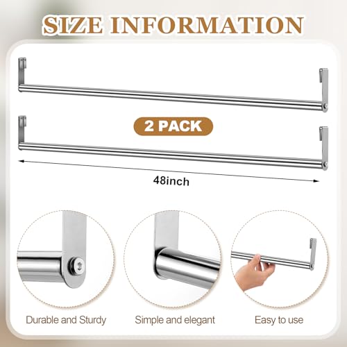 Threehoney 2 Pack Wire Shelving Garment Hanger Bar Wire Shelving Accessories Industrial Closet Clothes Rods for Home Retail Store(Silver,48 Inch) - color: Silver, size: 48 Inch