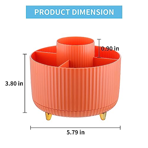 Marbrasse Desk Organizer, 360-Degree Rotating Pen Holder, Desk Organizers and Accessories with 5 Compartments Pencil Holder, Art Supply Storage Box Caddy for Office, Home（Orange） - color: Orange