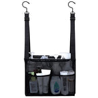 4 Storage Pockets Adjustable Hanging Mesh Bathroom Bag, Shower Caddy College with Hooks, Applied to College Dorm Rooms, Gym, Swimming and RV Travel (Black) - color: Black