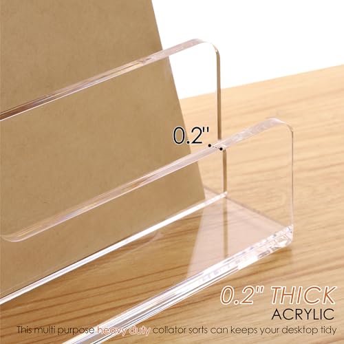 SANRUI 3 Compartments Mail Organizer Letter Holder for Desk ,Vertical Letter Holder,File Sorter Acrylic Desk Organizer Office Supplies,Clear - style: 3 Sections