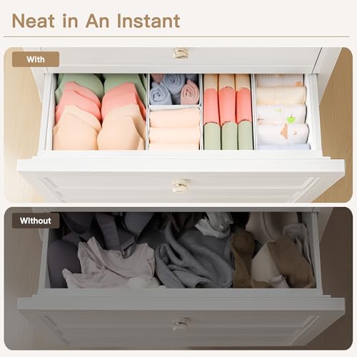 Criusia Drawer Organizer Clothes, 14 Pack Dresser Organizer for Baby Clothes, Underwear, Sock- Foldable Closet Organization and Storage Dividers Bins for Nursery, Bedroom and Dorm (White) - color: White, size: 14PACK