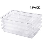 Oubonun Expandable Drawer Organizer 11.1” to 19.2” Width, Shallow Cosmetic Organizer 1.3” Height, 4 Packs, Clear Plastic Storage Trays for Dressing Table,Bathroom - style: Shallow 4 Packs