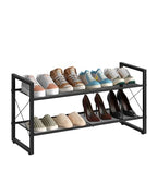CHOEZON Shoe Rack, 2-Tier Shoe Rack for Closet, Metal Shoe Storage Organizer, Shoe Rack for Entryway, Shoe Shelf with Adjustable Feets, for Entryway, Hallway, Living Room, Bedroom, Black TXJ12BB - size: 30"L x 10.4"W x 15.4"H