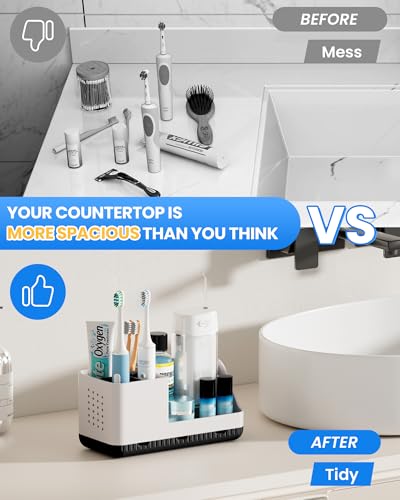 Toothbrush Holders for Bathroom Counter - Detachable Bathroom Organizer and Storage Electric Toothbrush and Toothpaste Holder, Bathroom Decor Accessories for Countertop, Shower, Sink - color: Whiteblack