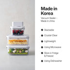 VAKUEN Premium Airtight Food Storage Containers, Mini Square 3pc/set(0.32qt), Smart One-Click Seal Lid, No Hinges, 100% Leak Proof, BPA-FREE, Dishwasher, Freezer & Microwave Safe
