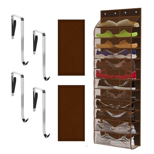 Kotkn Over The Door Shoe Organizer with 12 Large Breathable Pockets - Durable Hanging Storage for the Entire Family's Shoes (Espresso) - color: Espresso