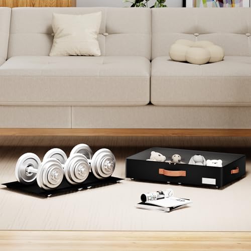 Underbed Storage With Wheels,low profile 5.5 inches Height Storage Bins,Rolling Underbed Shoe Storage Containers,Underbed Storage Drawers for clothes & blankets - color: black, size: 5.5inch height
