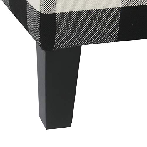 HomePop Large Upholstered Rectangular Storage Ottoman Bench with Hinged Lid, Black Buffalo Plaid - color: Black Plaid