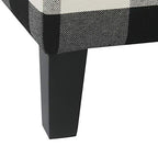 HomePop Large Upholstered Rectangular Storage Ottoman Bench with Hinged Lid, Black Buffalo Plaid - color: Black Plaid