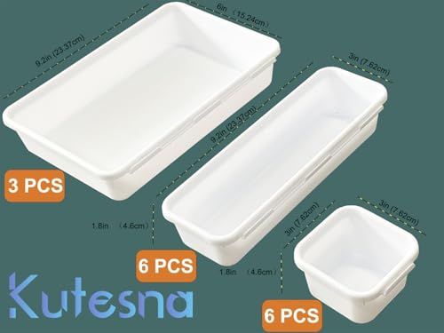 Kutesna 15 PCS Interlocking Desk Drawer Organizer Separator for Office,Bathroom,Kitchen,Makeup（White） - color: White, size: 15PC