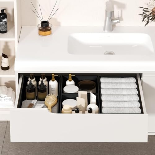 DIMJ Drawer Organizer Clothes Storage - 26 Pack Baby Dresser Organizer for Nursery, Small Fabric Closet Drawer Organizer Bins for Underwears Socks, Foldable Storage Dividers Organization for Bedroom - color: Black, size: 26 Pack