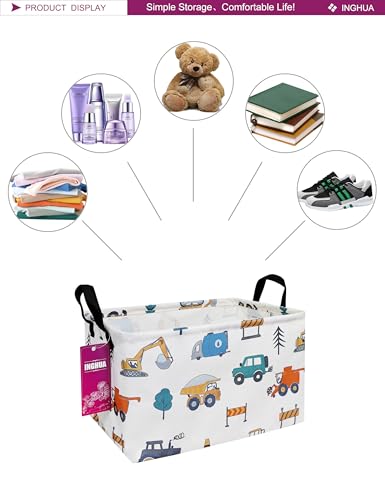 Rectangular Storage Basket Fabric Organizer Bin for Toys,Books,Clothes,Gifts,Pets-Perfect for Home,Office,Nursery,Dorm,Shelf(Rec-Vehicles ) - color: Rec-Vehicles