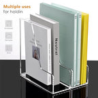SANRUI 4 Pack Vertical File Holder, Acrylic Desk Organizer Magazine File Sorter for Magazines, Binders, Notebooks, Envelopes, Multi-Purpose Clear Document Organizer Rack - style: 4 Pack File Rack (A4)