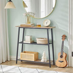 HOOBRO 30" Narrow Console Table, 3-Tier Small Entryway Table with Storage Shelves, Behind Couch Sofa Table, Hallway Table for Entryway, Foyer, Hallway, Living Room, Greige and Black BG62XG01 - color: Greige + Black