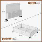 Gawerk Under Bed Storage with Wheels, Foldable Metal Mesh Underbed Storage Container Bins, Tool-free Assembly Clothes Drawer Organizer, 2Pack - color: White