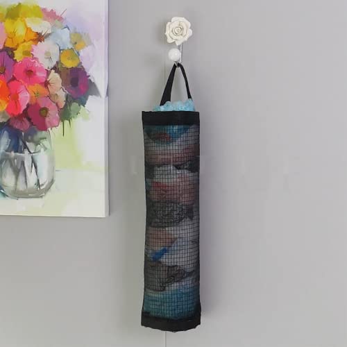 TOGETRUE Plastic Bag Holder, Grocery Bag Holder Mesh Hanging Storage Bag Dispenser (Black 2 Packs) - color: Black 2 Packs