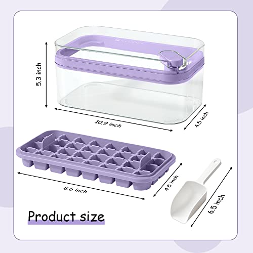 Ice Cube Tray with Lid and Bin for Freezer, 2 Pack, 64 Pcs Ice Cube Mold (Purple) - color: Purple