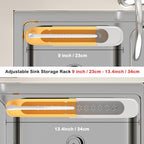 Telescopic Sink Storage Rack with 2 Sponge - Sink Caddy Sponge Holder for kitchen sink (Yellow) - color: Yellow