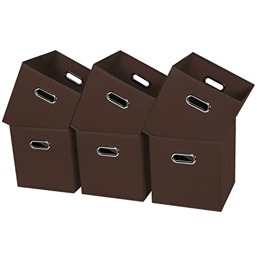 Fabric Cubby Storage Bins, 13x13x13 Inches, Foldable Storage Bins with Dual Handles, Set of 6, Coffee - color: Coffee, size: 6 Pack