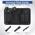 Gun Safe Door Organizer with Strong Adhesive Hook &Loop and Magnet Tape Two Way Mount, Elastic Gun Safe Pistol &Mag Holder for Most Pistols, for Indoor Storage - size: 2 Pack, style: 2 pouch 1 holster