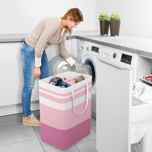 StorageRight Large Collapsible Laundry Basket Hamper with Easy Carry Handles，Freestanding Clothes Hampers for Laundry, Bedroom, Dorm, Towels, Toys, 75L, Pink - color: Pink, size: 75L
