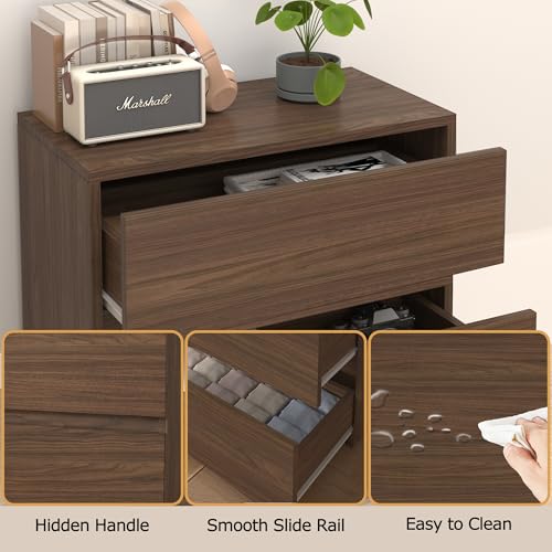 2 Drawer Dresser Chest, Small Low Dressers for Closet, Bedroom Wood Short Nightstands, Bedside Table Storage Cabinet for Home Office, Livingroom, Hallway, Kitchen, Classic Oak - color: Classic Oak, size: 13.4"D x 23.6"W x 18"H (2 Drawers)