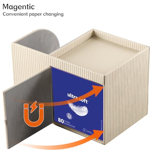 Modern PU Leather Cube Tissue Box Cover with Storage Tray, Multifunctional Remote Control Holder & Facial Tissue Dispenser Organizer for Nightstand, Bathroom, Bedroom, Office & Home Decor - color: Apricot
