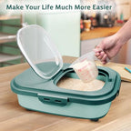 Komzon Rice Storage Containers, Collapsible 20 to 30Lbs Food Storage Bin Dispenser with Rolling Wheel and Clear Airtight Lid, BPA Free Flour, Sugar, Cereal and Dog Cat Pet food Containers - color: Green